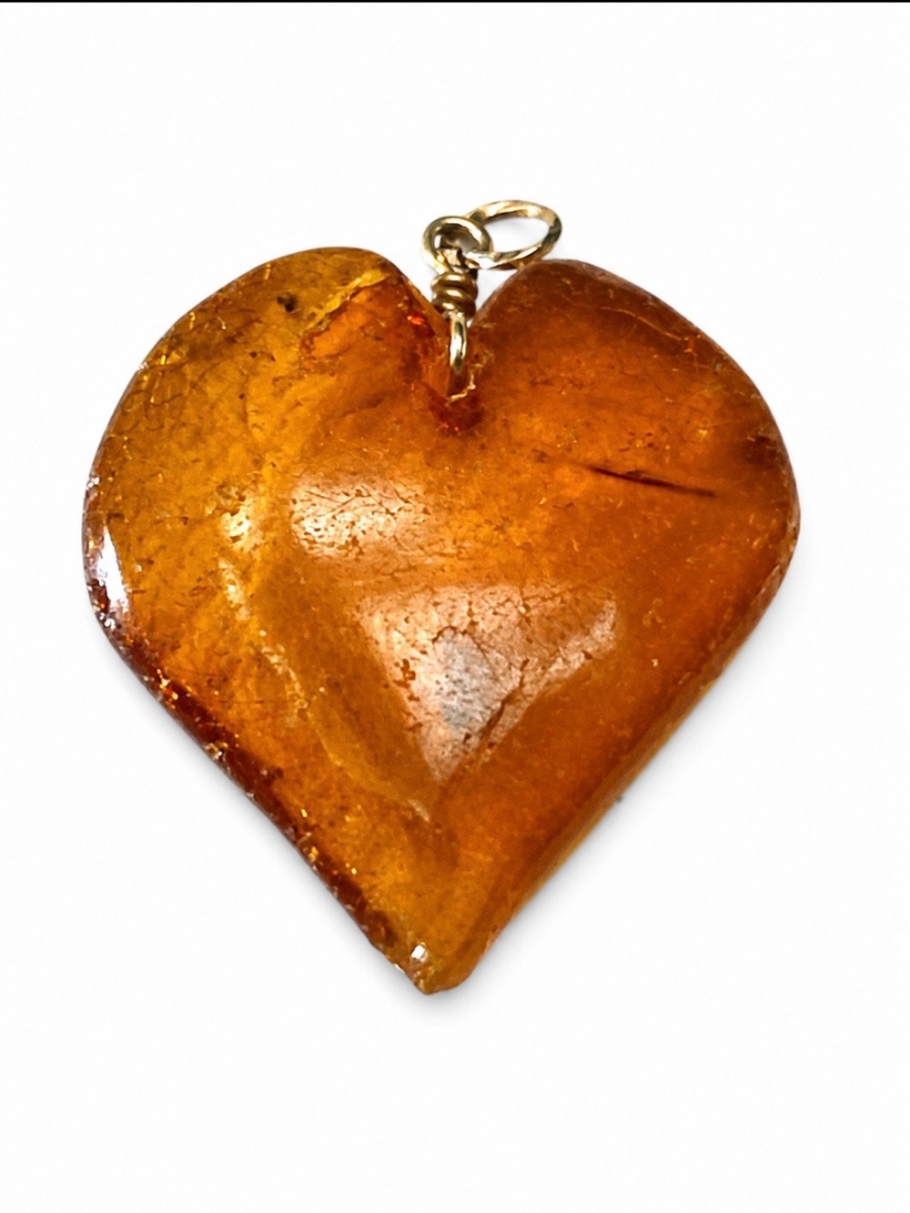 Genuine Amber Heart Pendant | Hand Carved Honey Baltic Boho - Picture 2 of 5